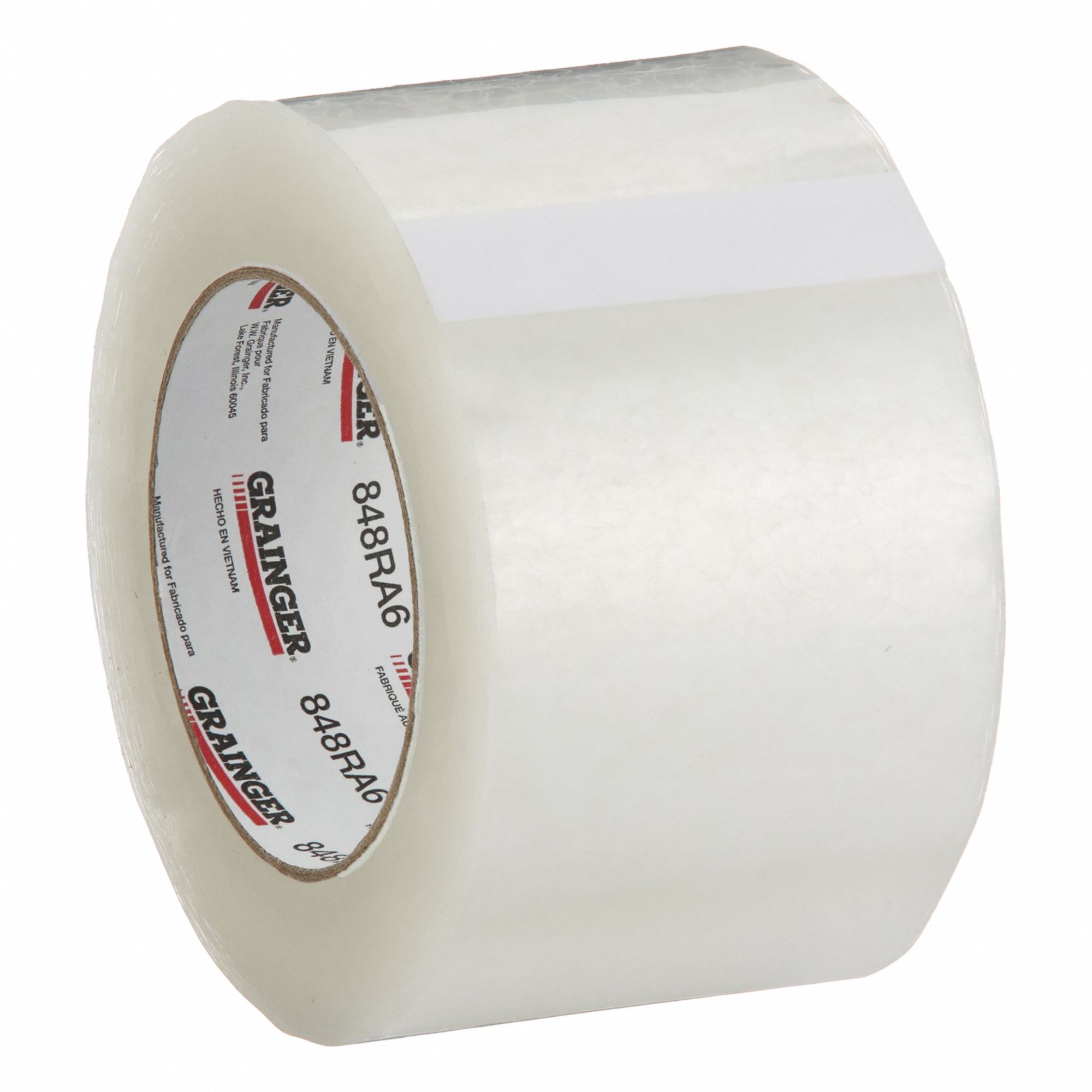 Acrylic Packing Tape: 2.5 mil Tape Thick, 3 in x 110 yd, 3 in, Clear, SD, Medium-Duty