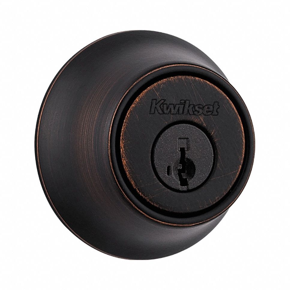 Single Cylinder Deadbolt: Cylindrical, 1 3/4 in Door Thick - Max, Black