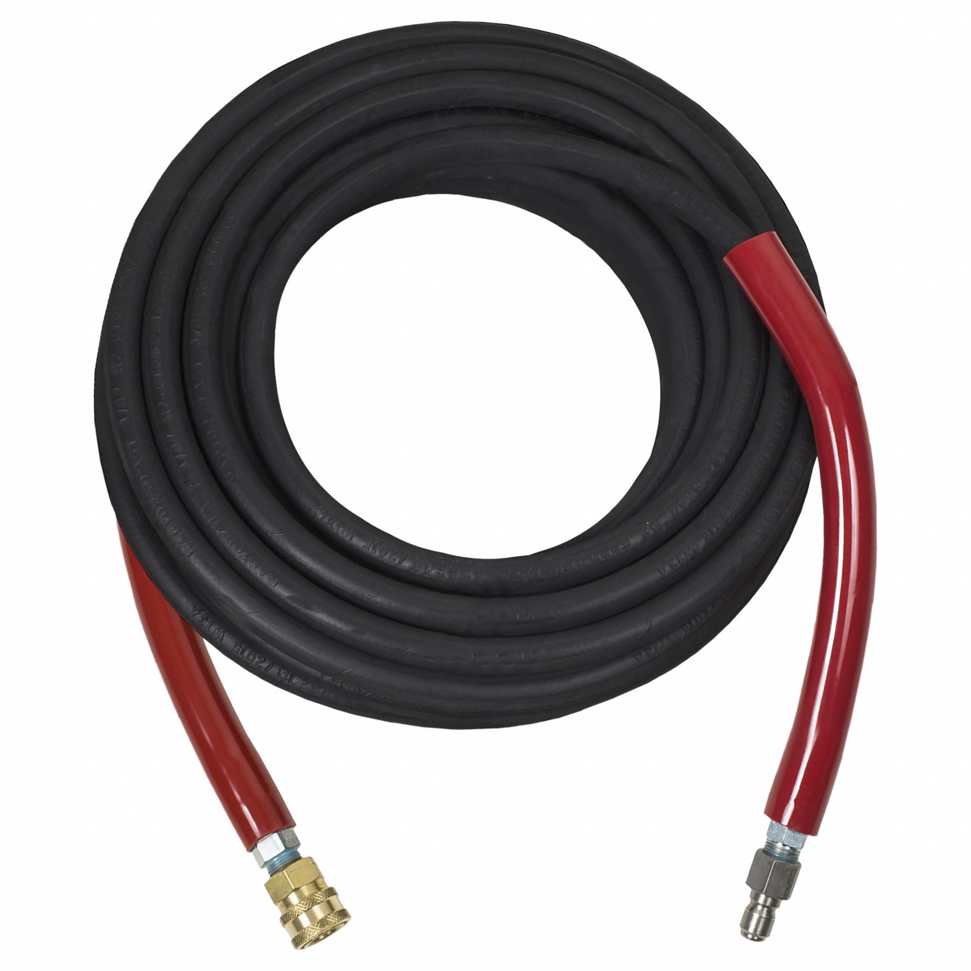 Hot Water Extension Hose: 3/8 in ID, 50 ft Lg, Polyurethane, Black, 3/8 in x 3/8 in Fitting Size