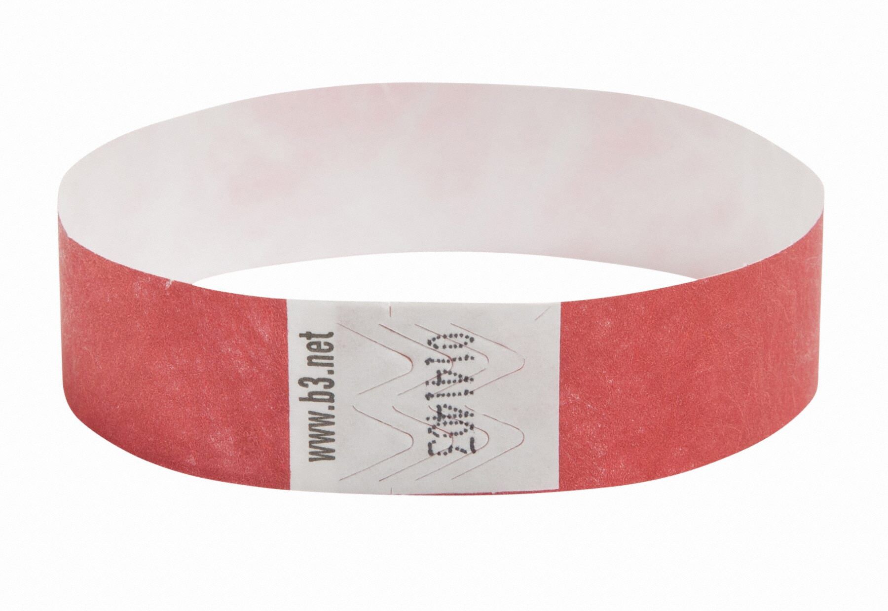 Security Wristband: No Legend, 10 in Overall Lg, 3/4 in Overall Wd, Tyvek®, Red, 100 PK