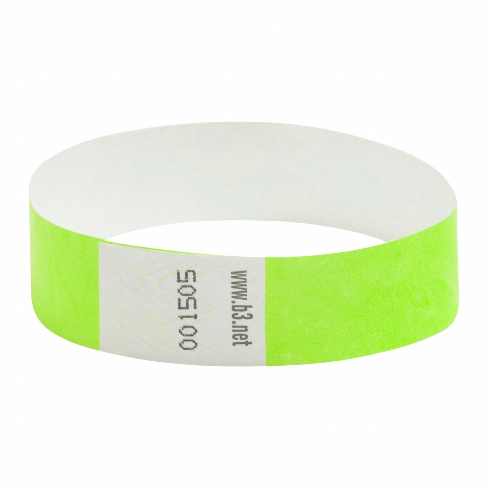 Security Wristband: No Legend, 10 in Overall Lg, 3/4 in Overall Wd, Tyvek®, Green, 100 PK