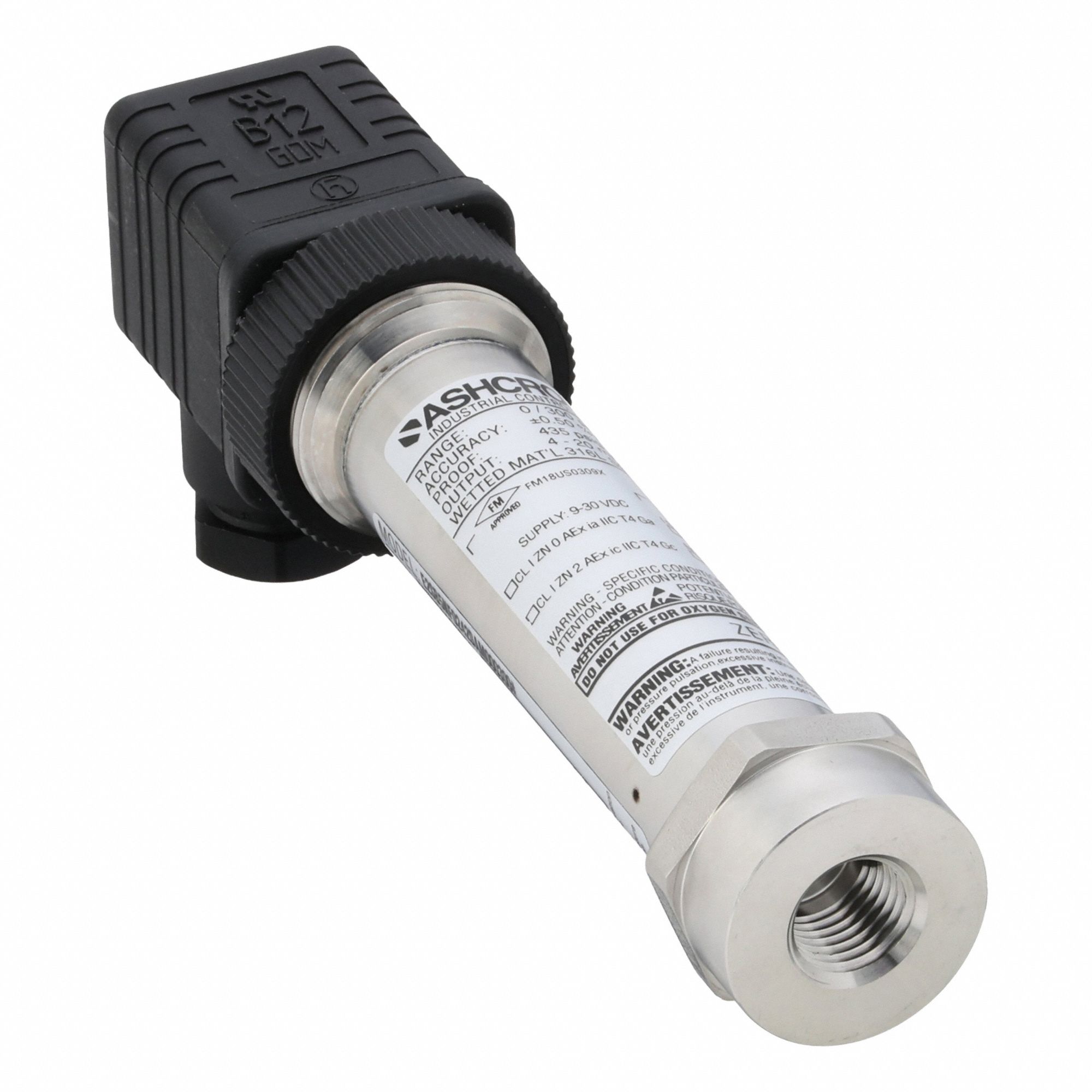 ASHCROFT Sanitary Pressure Transmitter: 1/4 in, 0 to 300 psi, 4 to 20mA, 4X - Sanitary Pressure Transmitters with Cable & Wire Leads