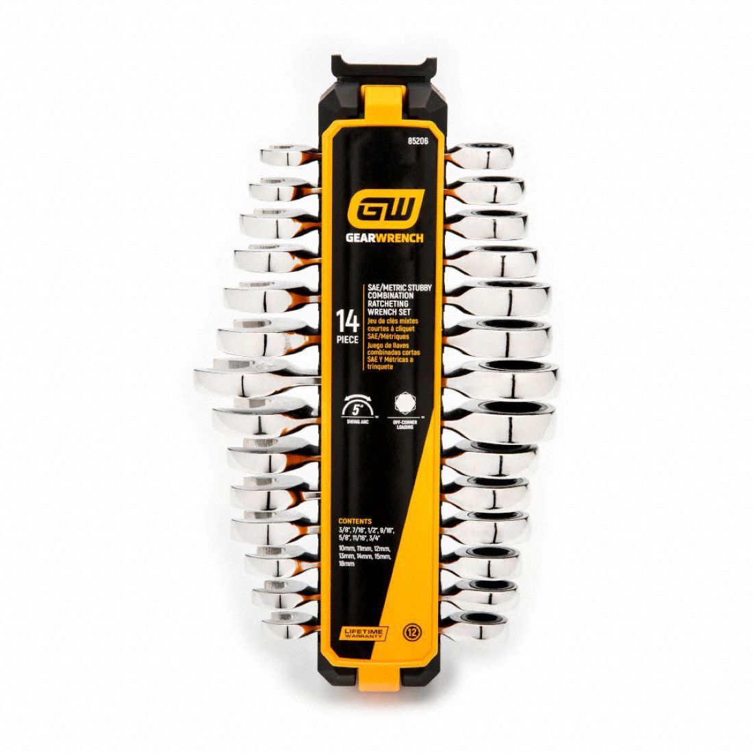 Stubby Ratchet Metric Combo Wrench 14Pc
