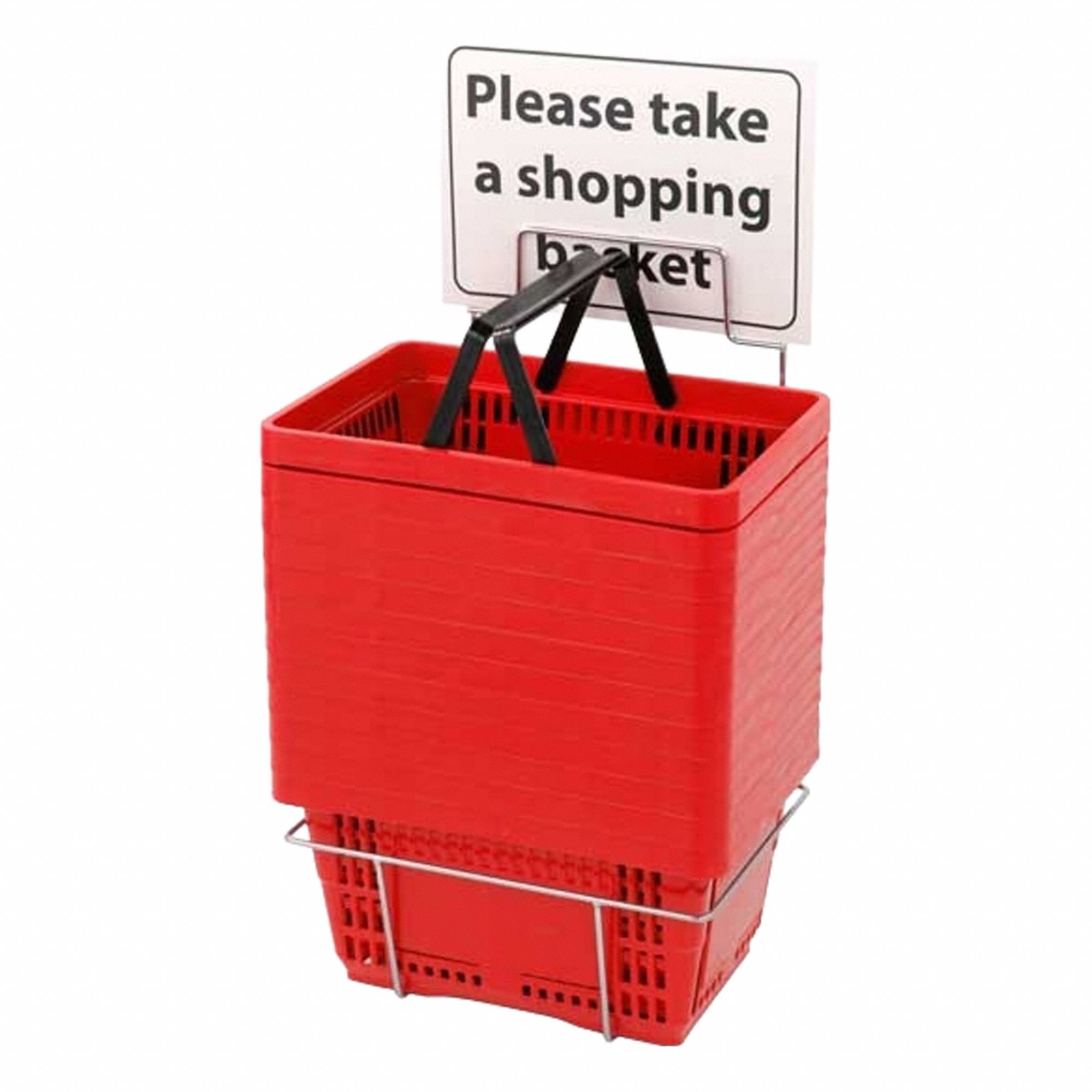Shopping Basket: Red, 9 in Overall Ht, 16 in Overall Wd, 11 1/2 in Overall Lg, Plastic, Plastic