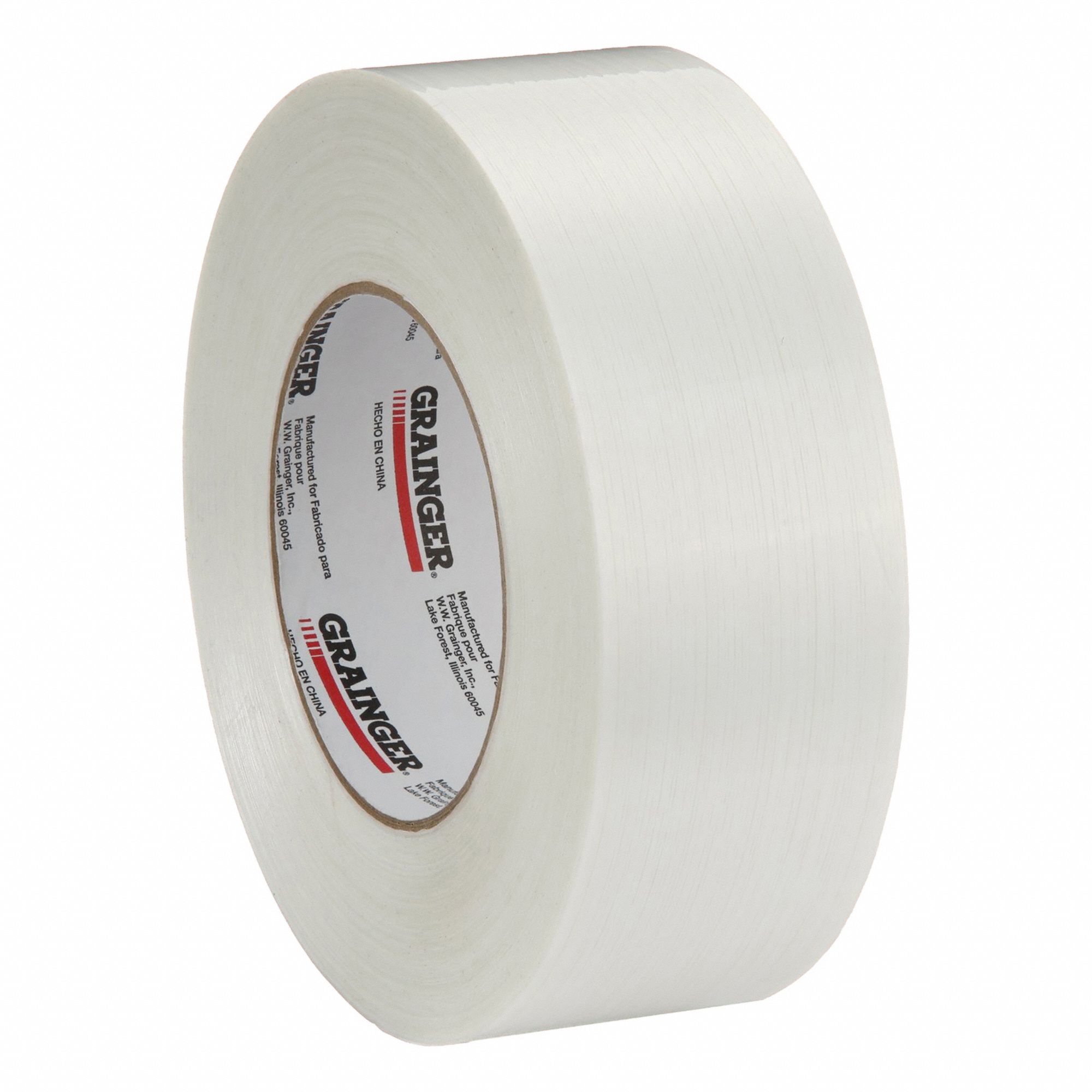 Strapping Tape: 7.8 mil Tape Thick, 2 in x 60 yd, White, 24 PK