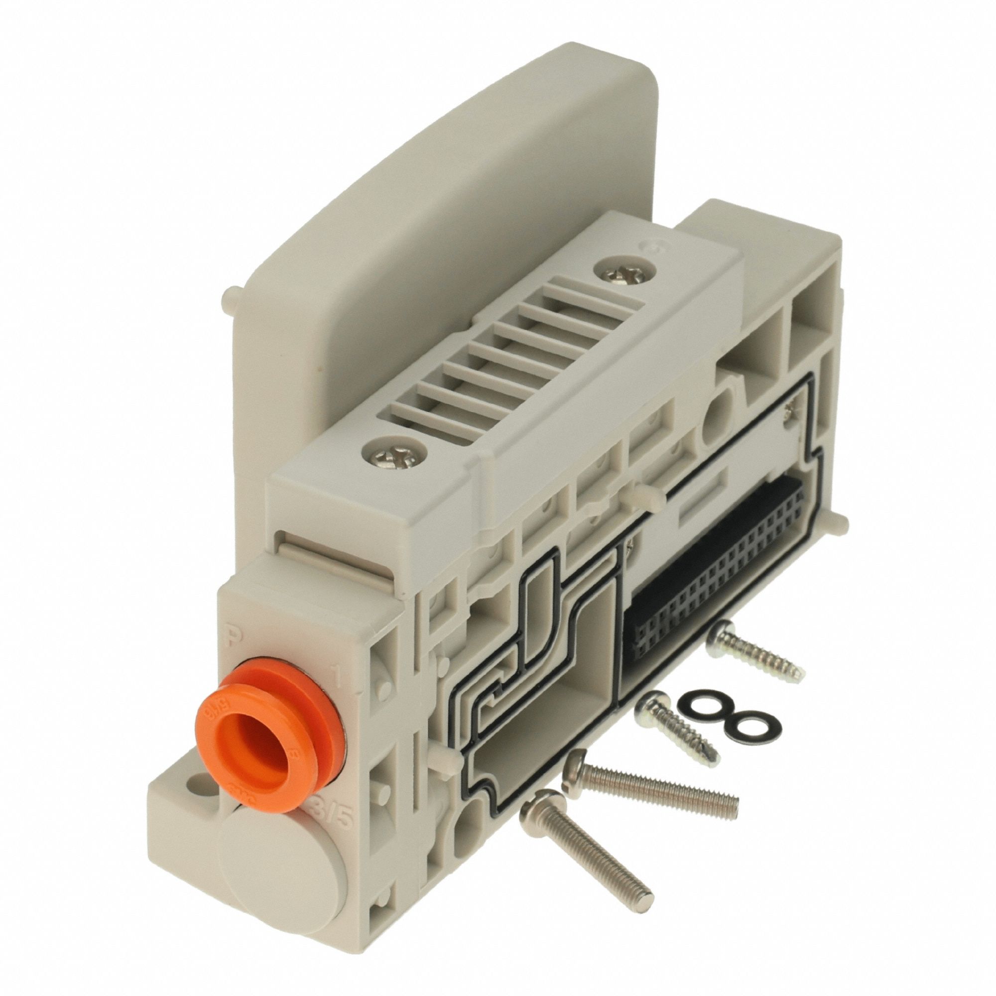 Tie Rod Block: SV1000 Series, -10°C to 50°C, -100 kPa to 0.7 kPa, 5 Valve Stations, SV1000-50-20A-C0