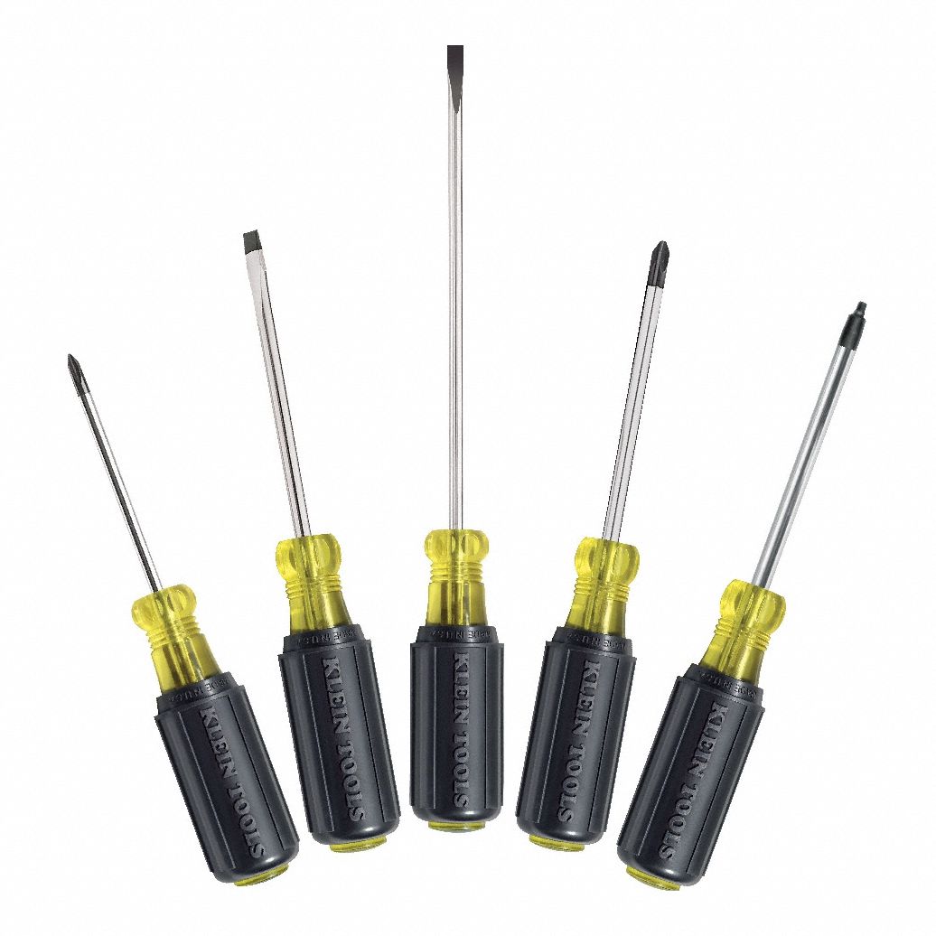 Screwdriver Set: 1-10 Pieces, 5 Pieces, Cabinet/Phillips Tip, 12 1/2 in Overall Lg