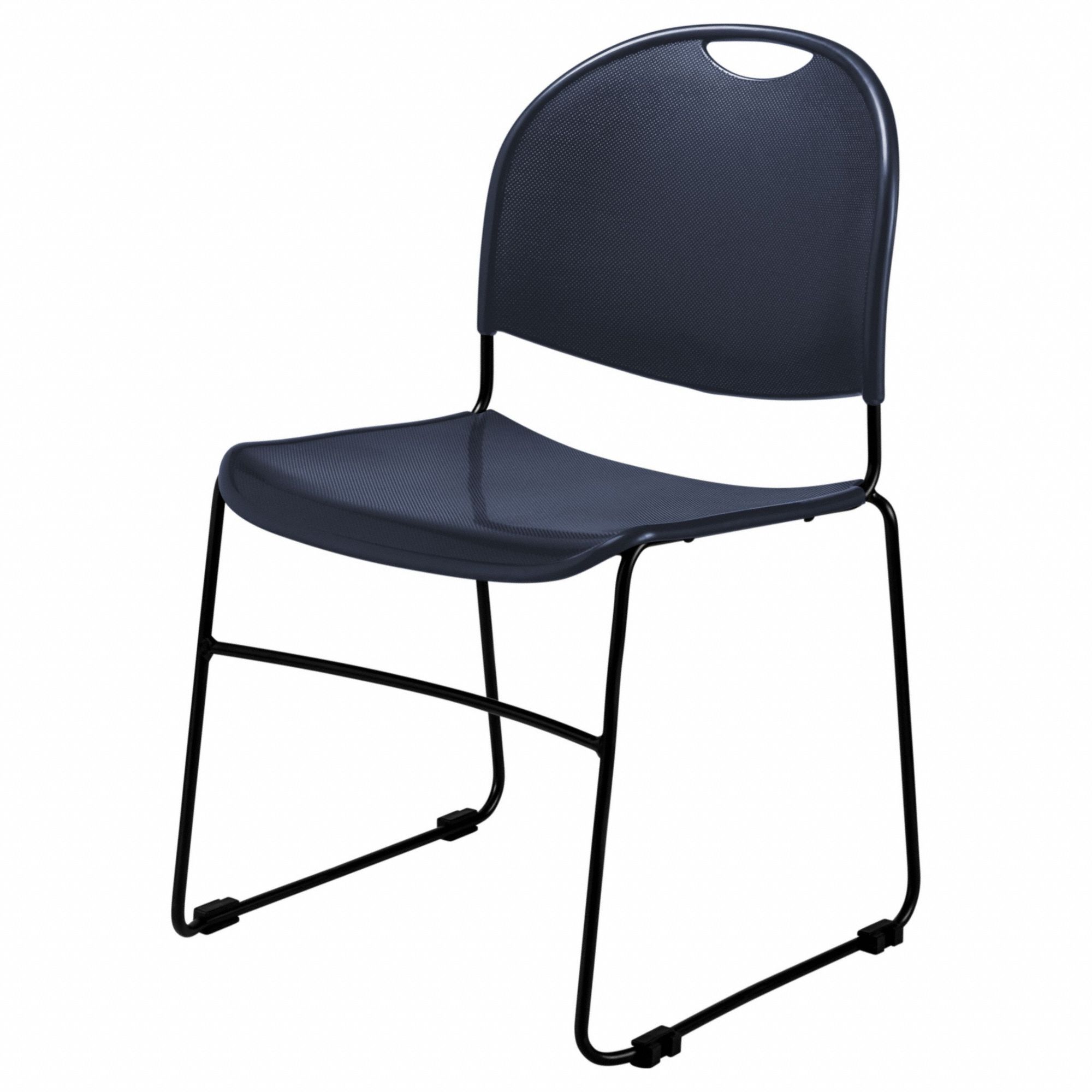 Stacking Chair: Plastic Seat, Steel Frame, Seat Color Navy Blue, Frame Color Black, Armless