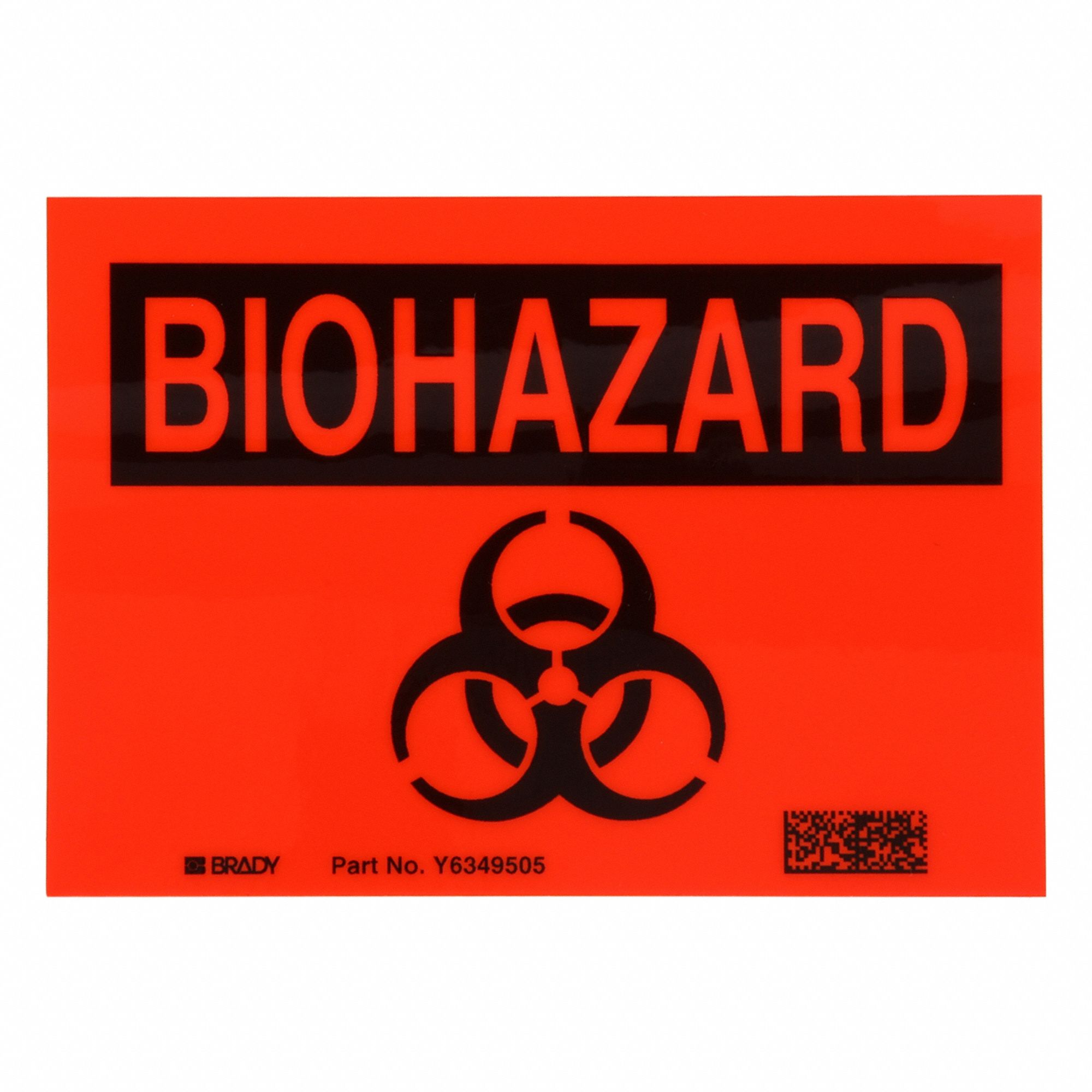 Label: Biohazard, 5 in x 3 1/2 in, 5 in Label Wd, 3 1/2 in Label Ht, Vinyl, Label, 20 PK