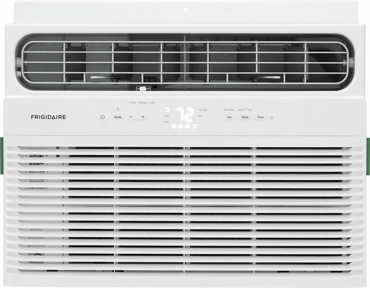 FRIGIDAIRE Window Air Conditioner: 550 sq ft, 12,000 BtuH, 208/230V AC, 6-20P, Electric Heat (MPN FHWH124WB2). Key specifications — Brand: FRIGIDAIRE; Voltage: 208/230V AC; NEMA Plug Configuration: 6-20P; Special Features_Broad: Remote Control.