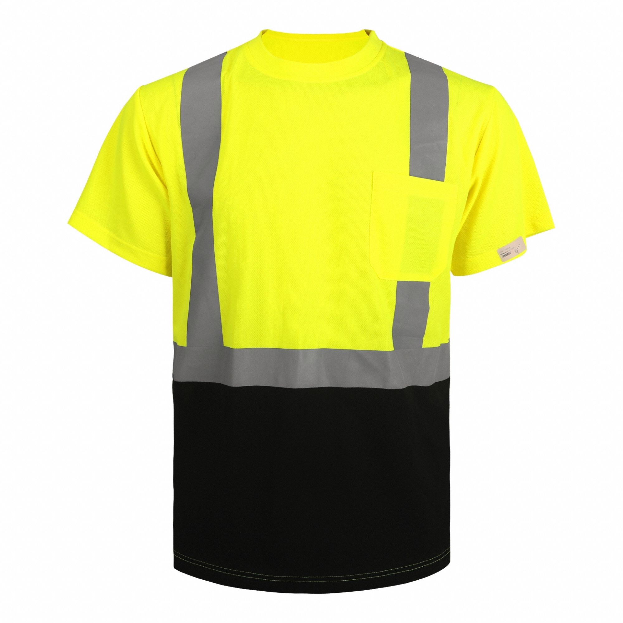 Hi-Vis T-Shirt: ANSI Class 2, 2XL, Yellow, U, Short, T-Shirt Shirt, Polyester, 1 Pockets