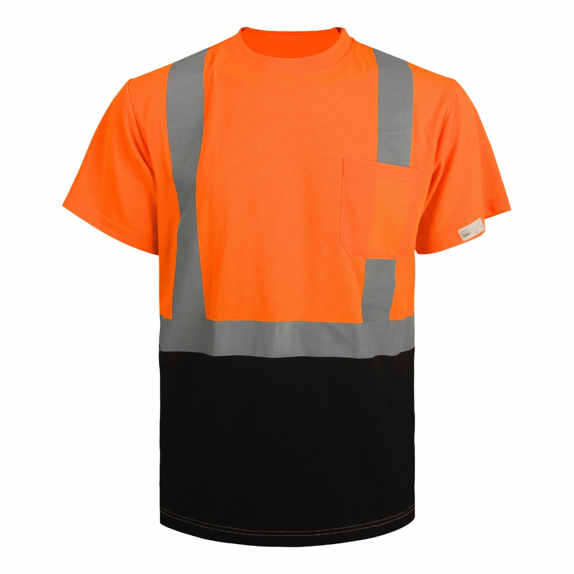 Hi-Vis T-Shirt: ANSI Class 2, 2XL, Orange, U, Short, T-Shirt Shirt, Polyester, 1 Pockets