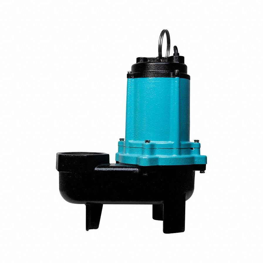 Sewage Ejector Pump: Cast Iron, Single Phase, 1/2 hp, 115V AC, 2 in Max. Dia. Solids