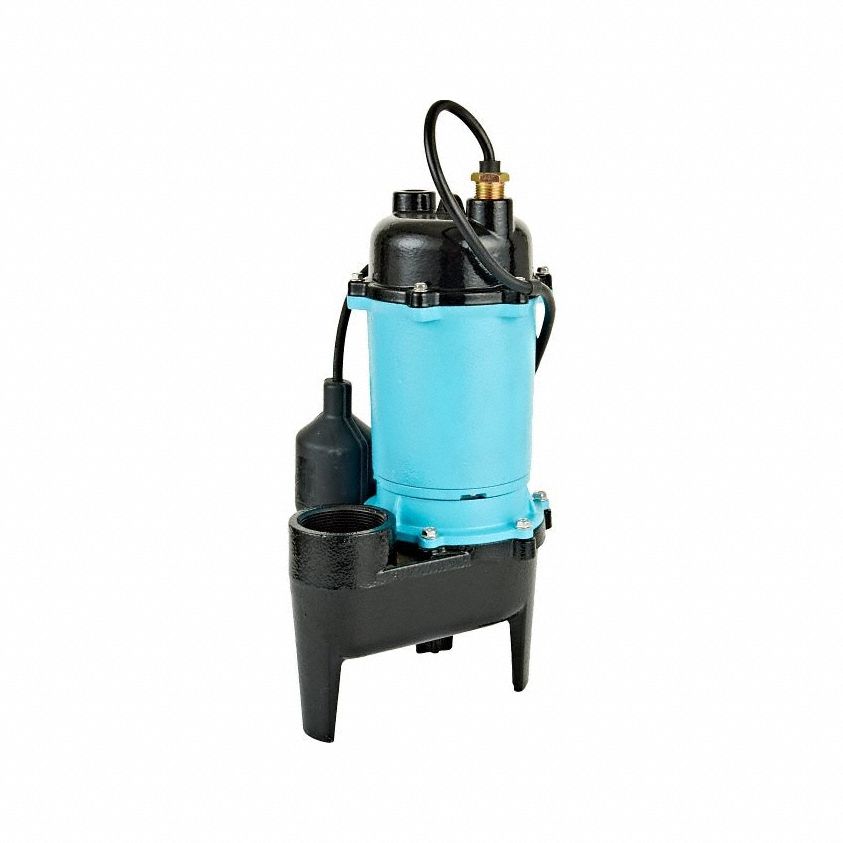 Sewage Ejector Pump: Single Phase, 1/2 hp, 115V AC, 2 in Max. Dia. Solids, 2 in FNPT
