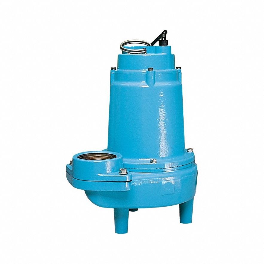 Sewage Ejector Pump: Cast Iron, Three Phase, 1 hp, 380 to 460V AC, 35 ft Max. Head, NPT