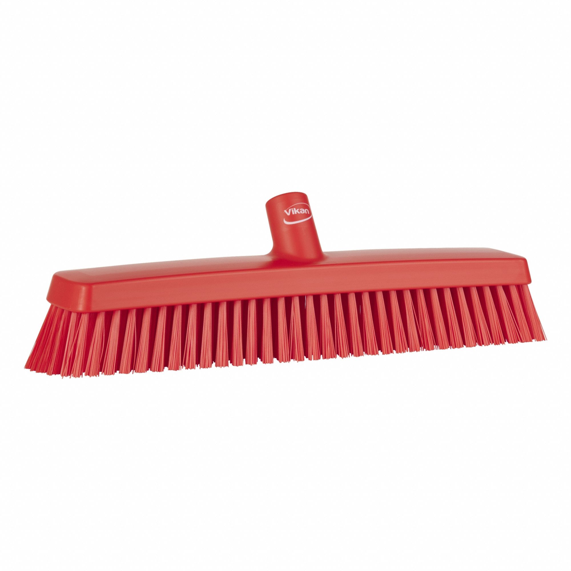 Broom Head: Threaded, European, 16 1/2 in Sweep Face, Polyester, Red