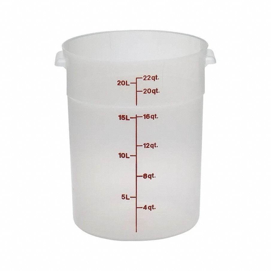 Food Storage Container: 22 qt Capacity, Clear Body, Graduated, 15 in Overall Ht, Clear
