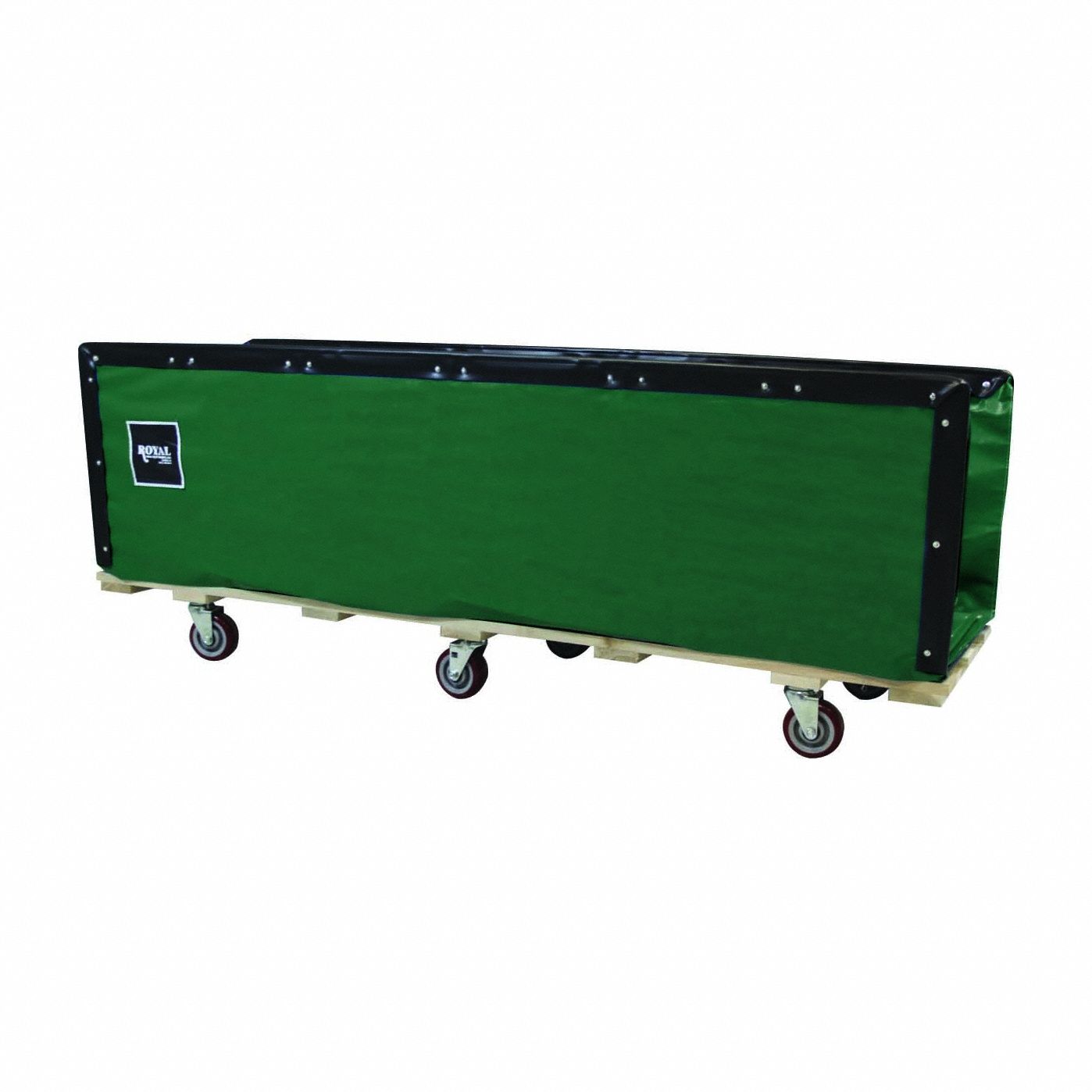 Flatwork Ironer Truck: Vinyl Liner, Green, (4) Swivel, Corner, 85 in Overall Lg