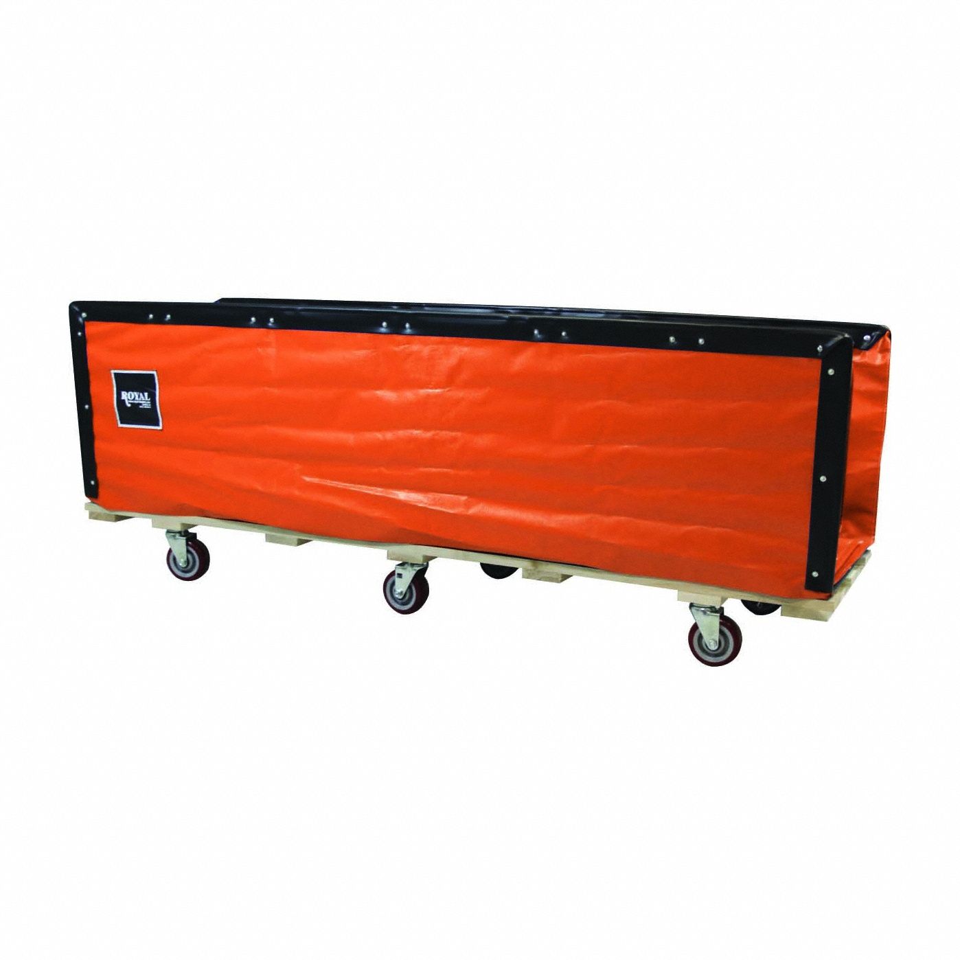 Flatwork Ironer Truck: Vinyl Liner, Orange, (4) Swivel, Corner, 85 in Overall Lg