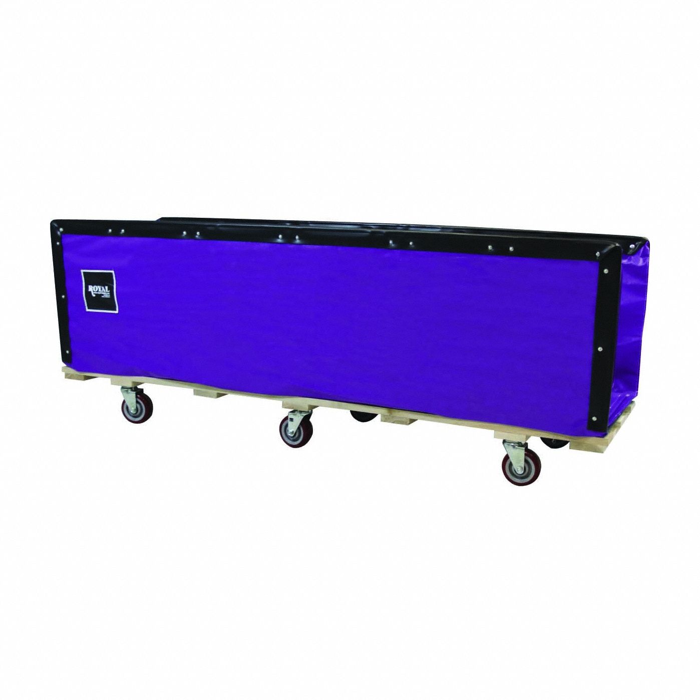 Flatwork Ironer Truck: Vinyl Liner, Purple, (4) Swivel, Corner, 85 in Overall Lg