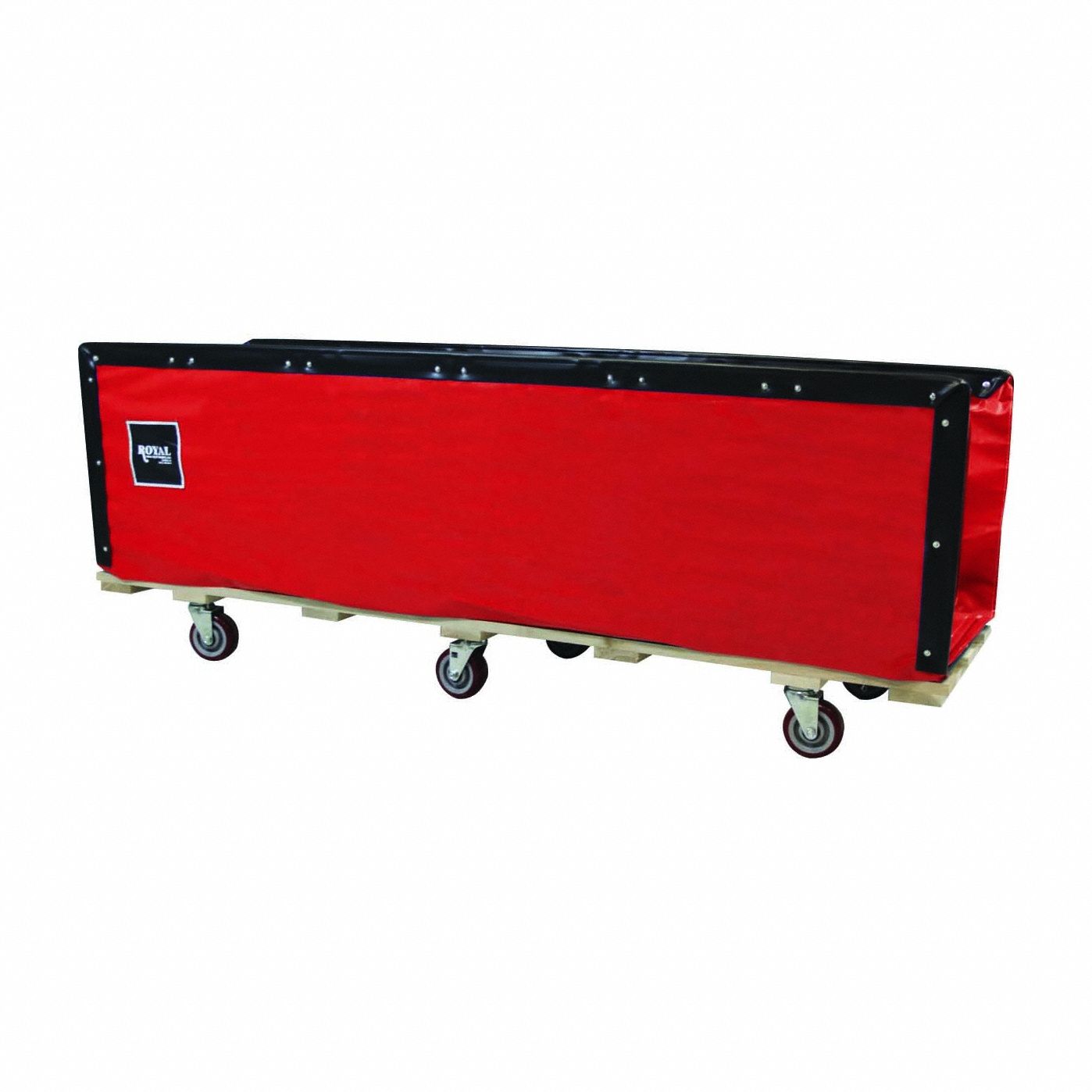 Flatwork Ironer Truck: Vinyl Liner, Red, (4) Swivel, Corner, 85 in Overall Lg