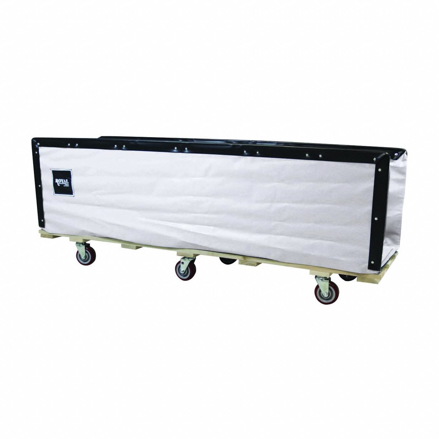 Flatwork Ironer Truck: Vinyl Liner, White, (4) Swivel, Corner, 85 in Overall Lg