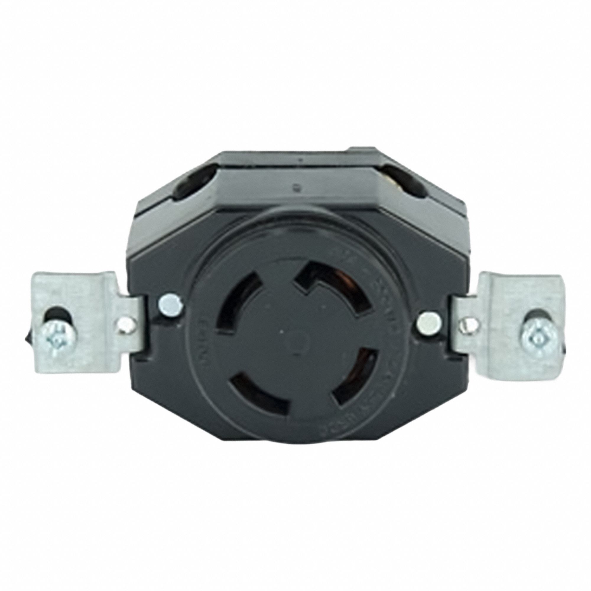 Flush Mounting Lock Receptacle: Non-NEMA, 30 A, 120/208V AC, Black, 4 Poles, Shrouded