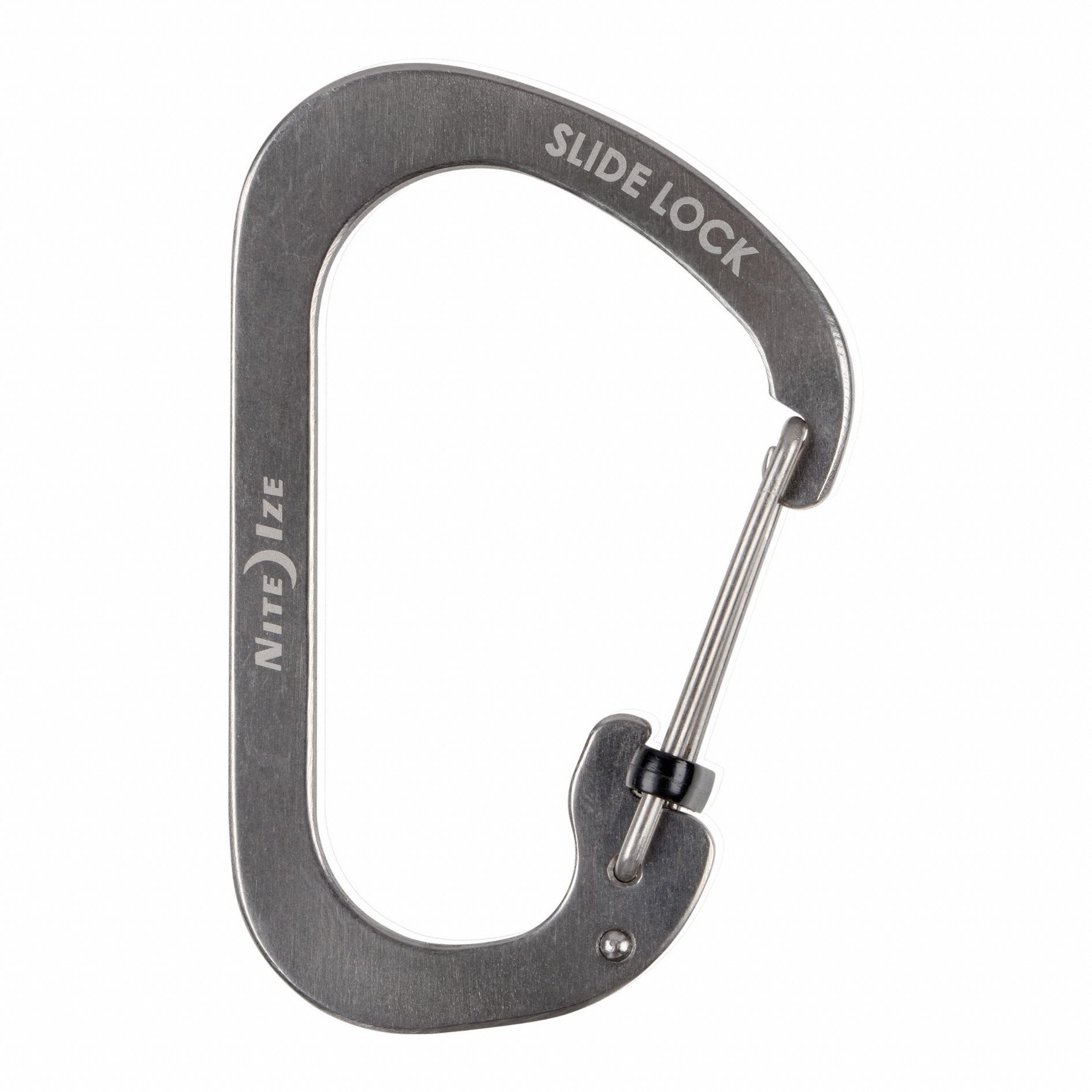 Carabiner: 75 lb Working Load Limit, Wire Gate, Stainless Steel, 3 3/32 in Overall Lg
