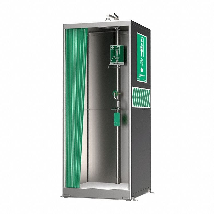 Enclosed Shower with Eye/Face Wash Silv.