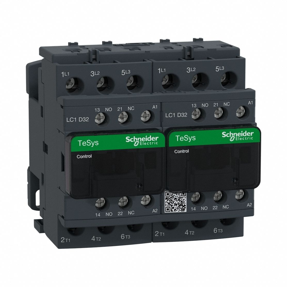 IEC Magnetic Contactor: Reversing, 3 Poles, 3NO Contacts, 32 A, 120V AC Coil, 1NO/1NC
