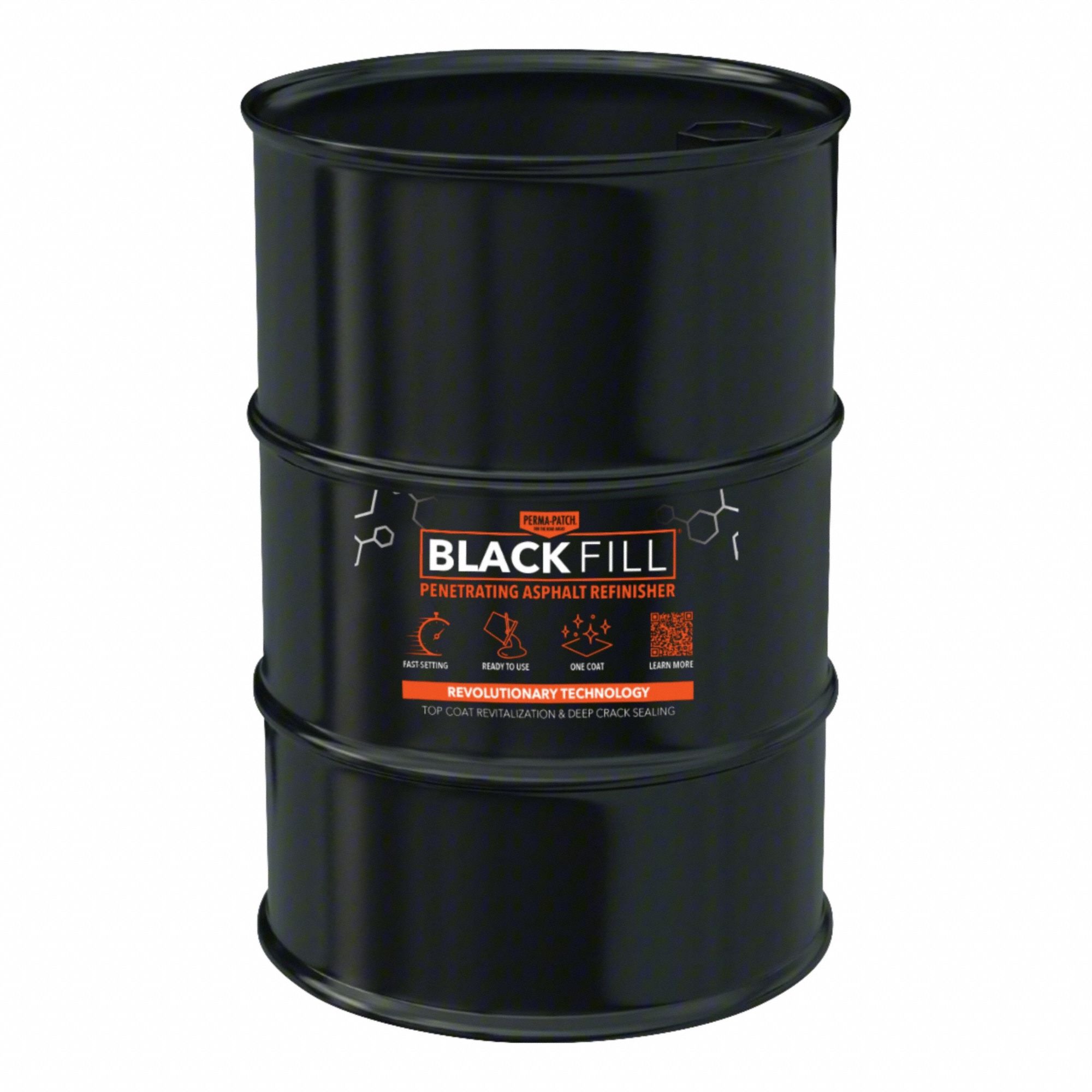 Asphalt Repair Compound: Black Fill, Recycled Asphalt Mix, 55 gal Container Size, Drum
