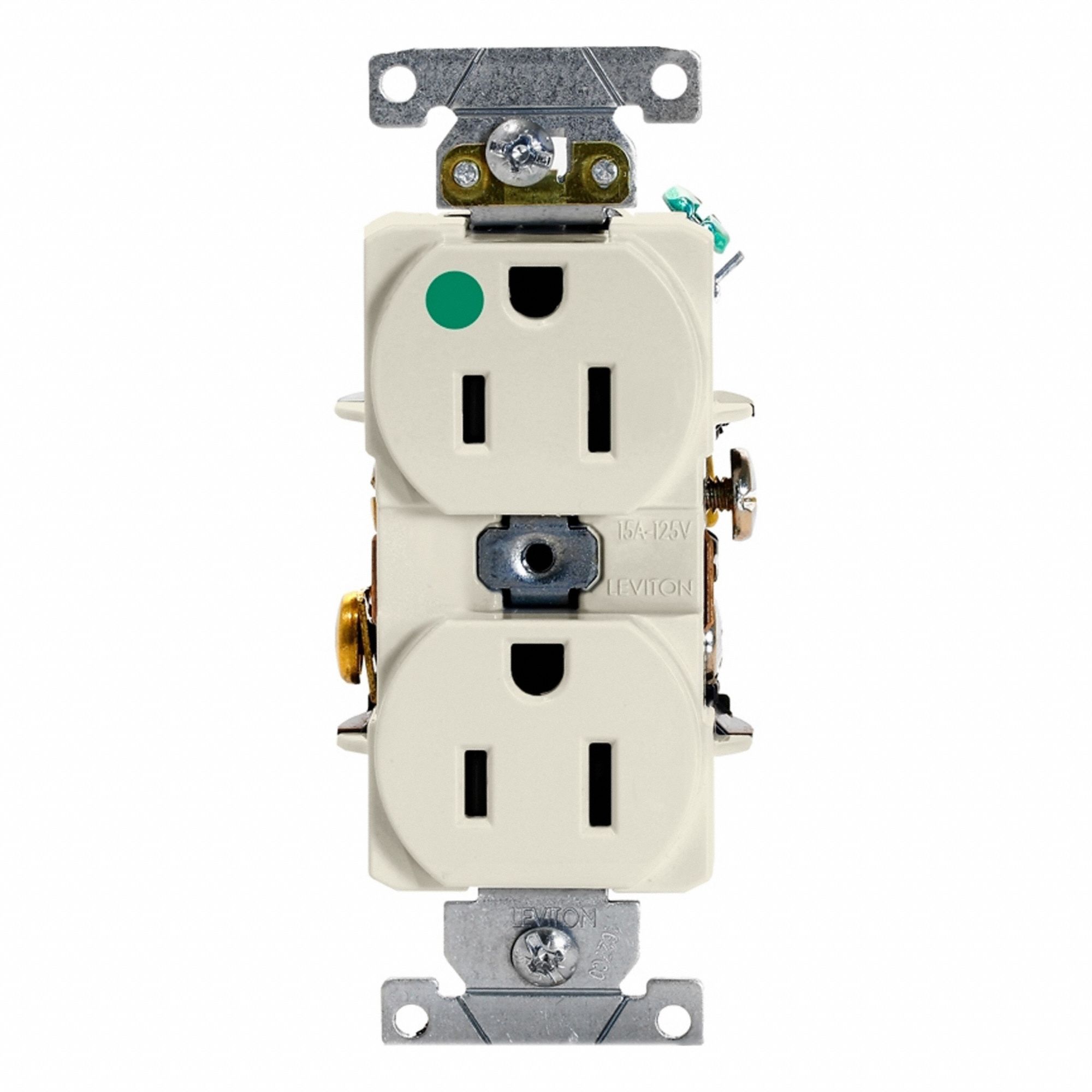 Dup Rec HG 15A 125V Self-Gr LtAl