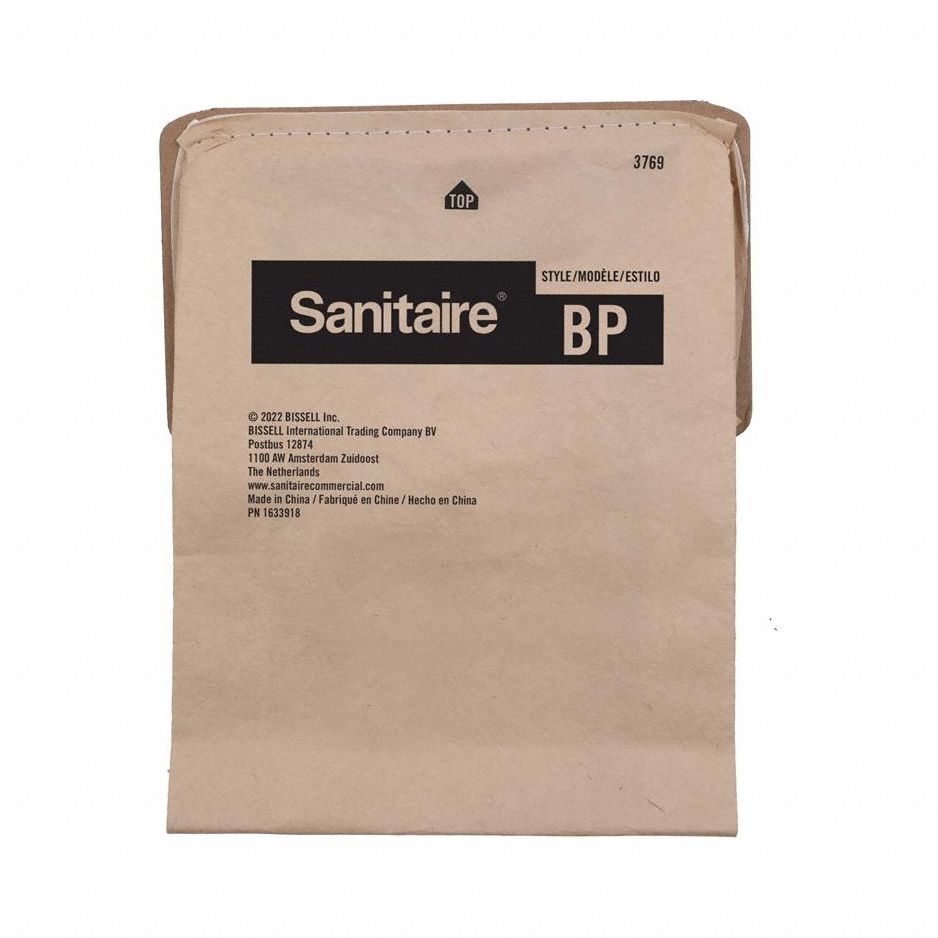 Vacuum Bag: Sanitaire, SC580A, Dry, Paper, 2-Ply, Std, 3769