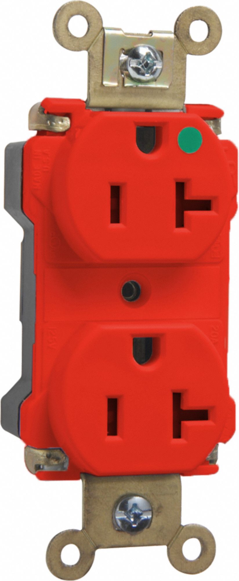 PASS & SEYMOUR Receptacle: Hospital Grade, Duplex, 5-20R, Red, 125V AC, 20 A, 2 Pole / 3 Wire (MPN PTTR63HRED). Key specifications — attr1367147: PASS & SEYMOUR.