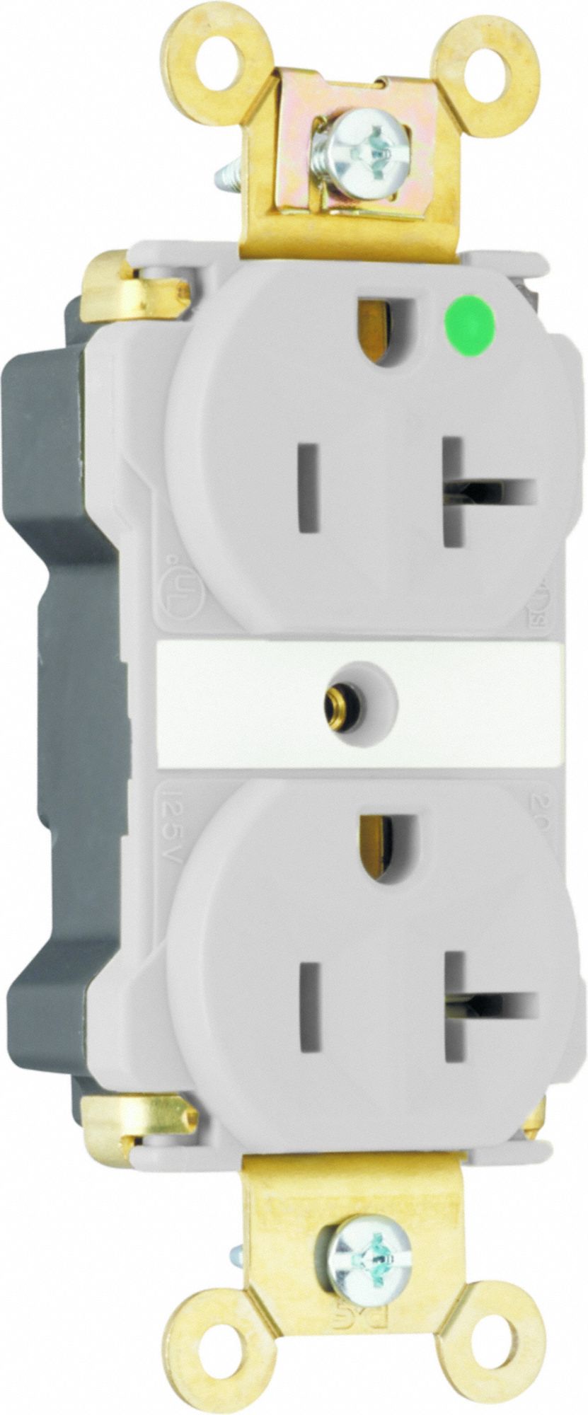 PASS & SEYMOUR Receptacle: Hospital Grade, Duplex, 5-20R, Gray, 125V AC, 20 A, 2 Pole / 3 Wire (MPN PT8300GRY). Key specifications — attr1367147: PASS & SEYMOUR.