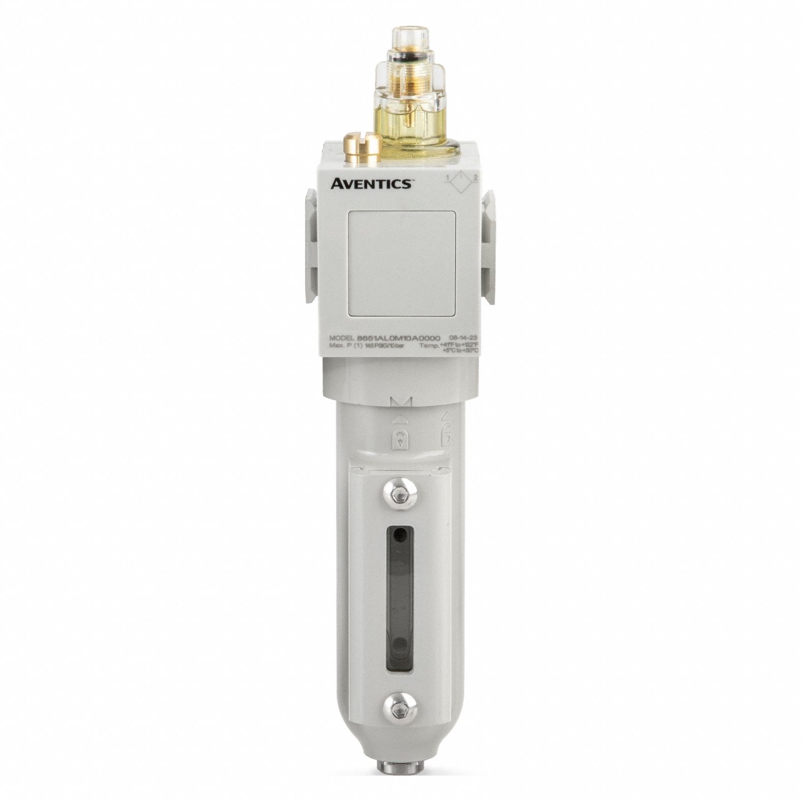 Lubricator: 1/4 in NPTF, 68.5 scfm, 145 psig Max Op Pressure, 122°F Max Op Temp, Metal Bowl