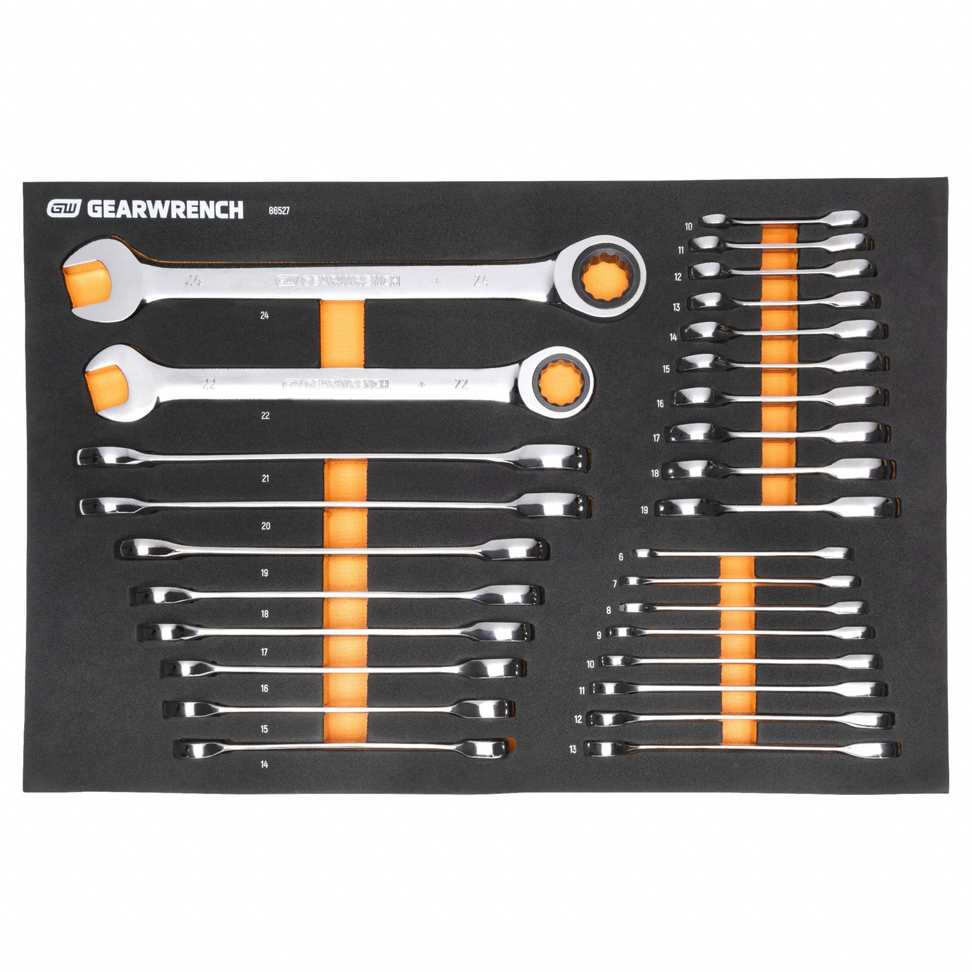 Hand Ratchet Set: Not Reversible, 20 1/4 in Overall Lg, 5° Min Arc Swing