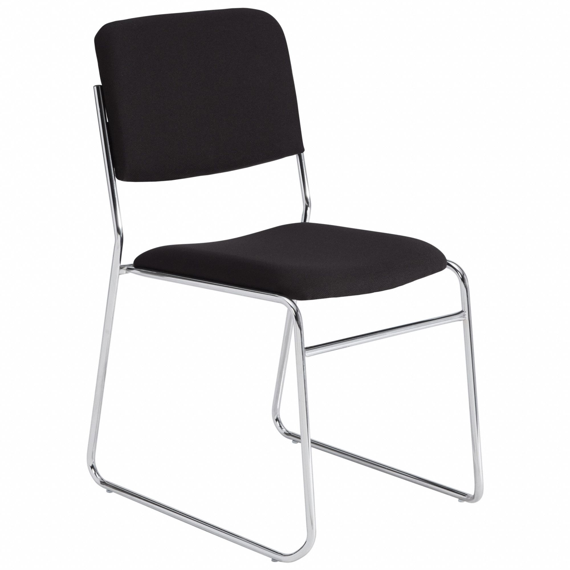Stacking Chair: Fabric Seat, Fabric, Steel Frame, Seat Color Black, Armless