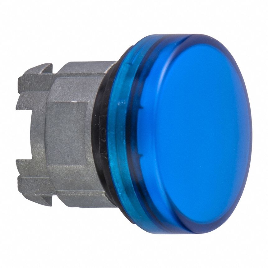 Pilot Light Head: 22 mm Panel Mounting Hole Dia, Blue, Smooth, XB4 Series