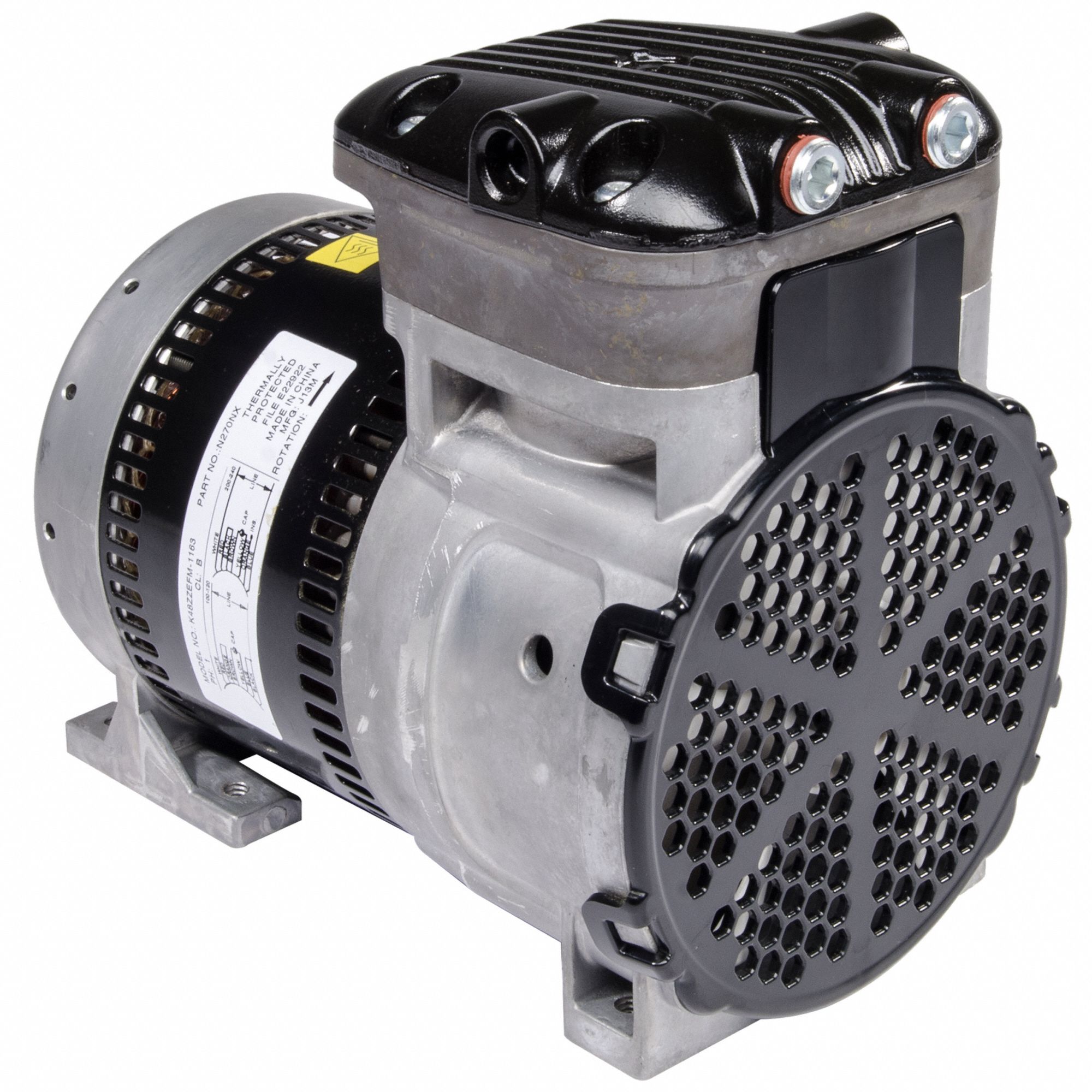 GAST, 0.25 hp, 1 Phase, Rocking Piston Compressor Vacuum Pump