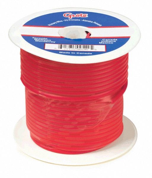 Primary Automotive Wire: GPT, 25 ft, 1 Conductor, 6 AWG, Red, 60 V Volt