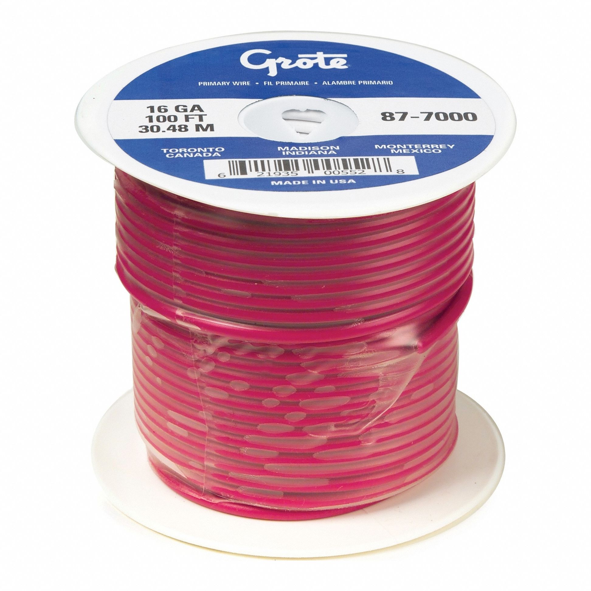 Automotive Wire: GXL, 100 ft, 1 Conductor, 10 AWG, Red, 60 V Volt