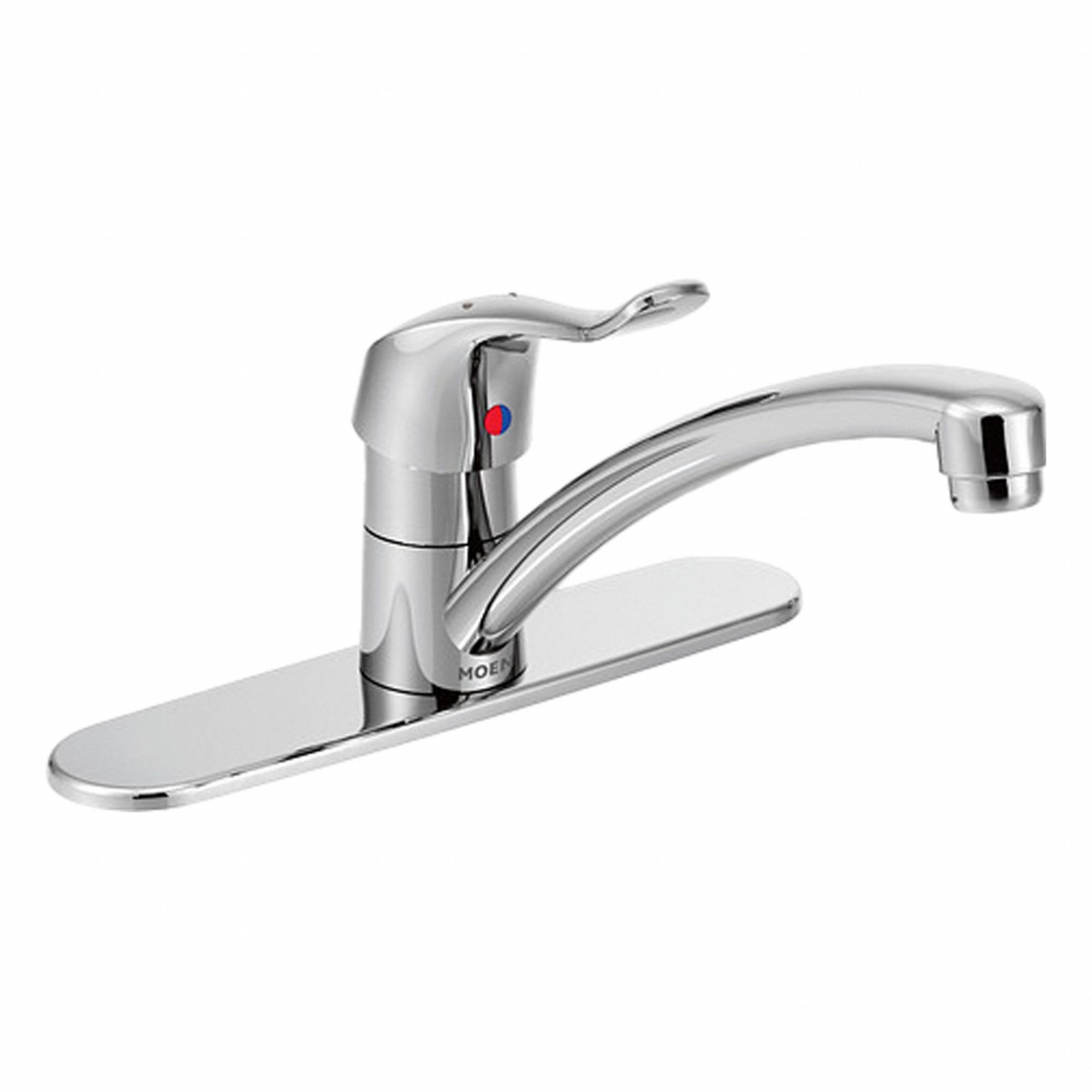 Low Arc Kitchen Faucet: M-Dura, Brass, Single-Post, Deck, 3 Mounting Holes, 1.5 gpm Flow Rate