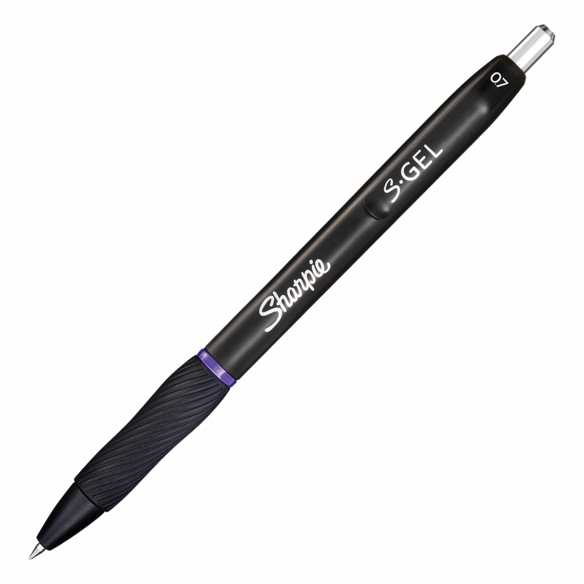 Pen Set: S-Gel, Purple, 0.7 mm, Retractable, Black, Plastic, Cushion Included, Medium, 12 PK