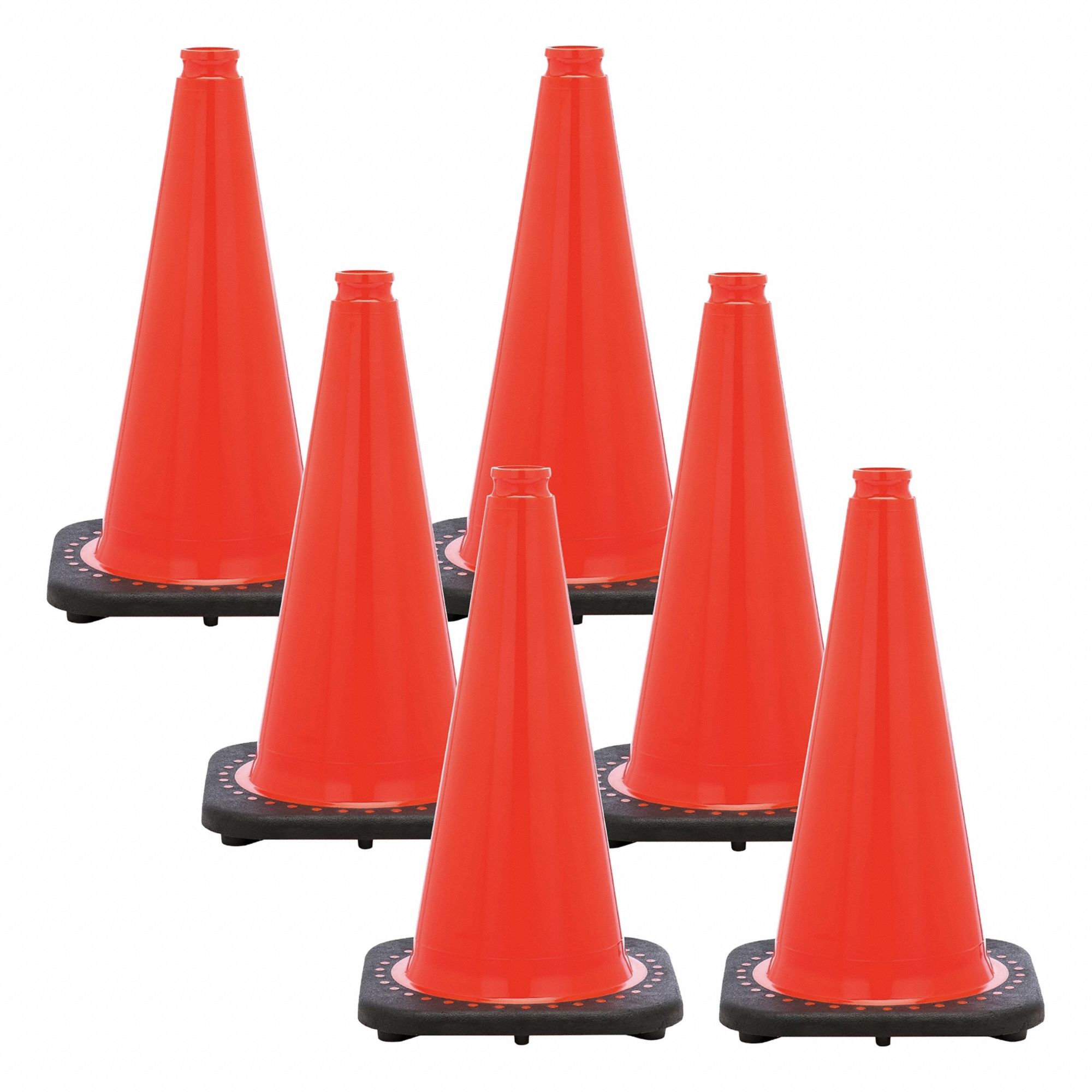 Rubber Base, PVC, Traffic Orange, Cone, 18 Inch: Day or Low Speed Roadway (40 MPH or Less), Orange