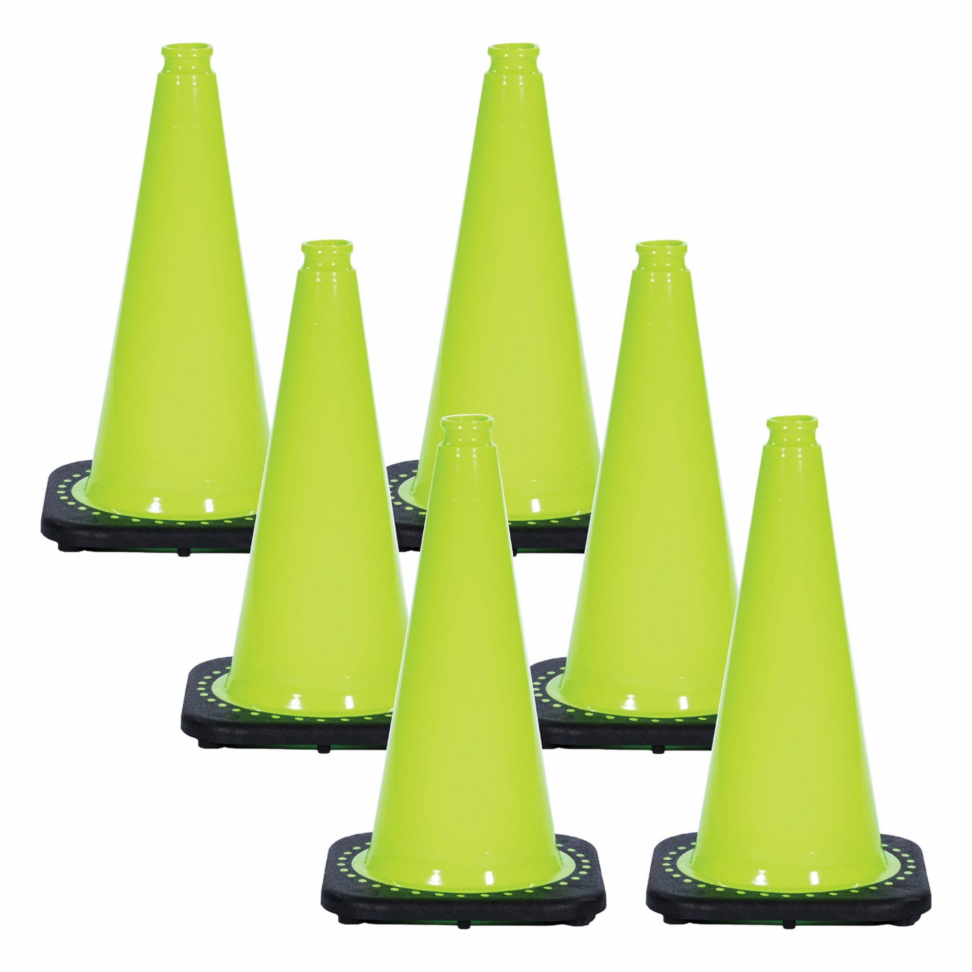 Rubber Base, PVC, Safety Green, Cone, 18 Inch: Not Approved for Roadway Use, Non-Reflective, Green