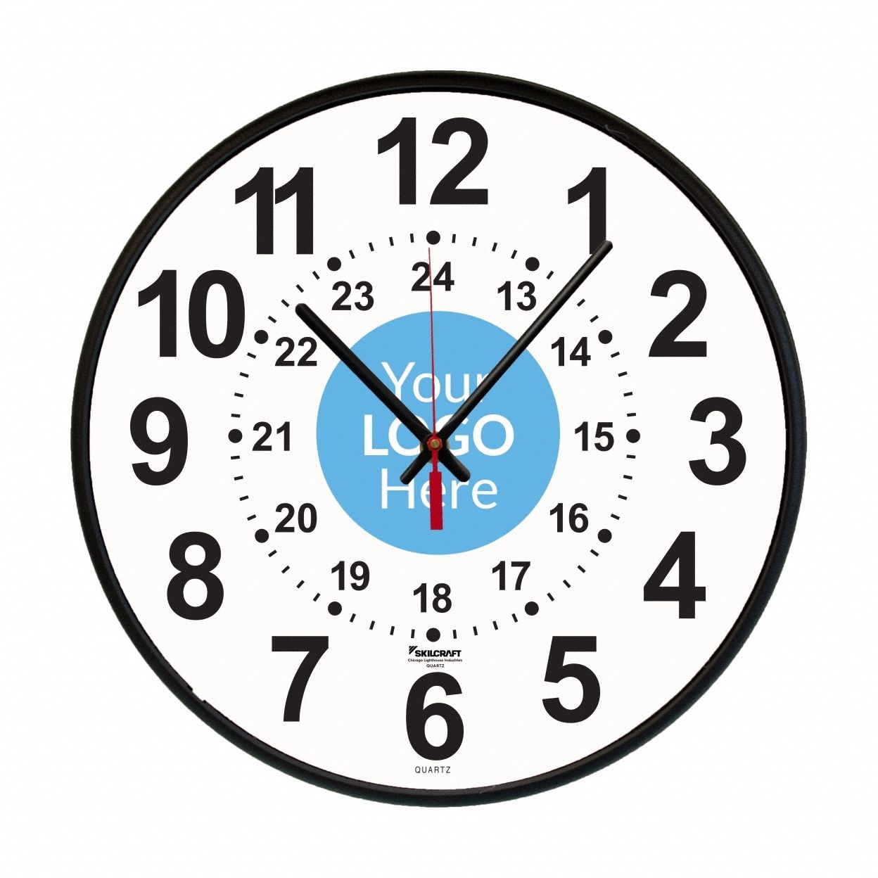 Wall Clock 12/24Hr QRTZ BLK 9.25