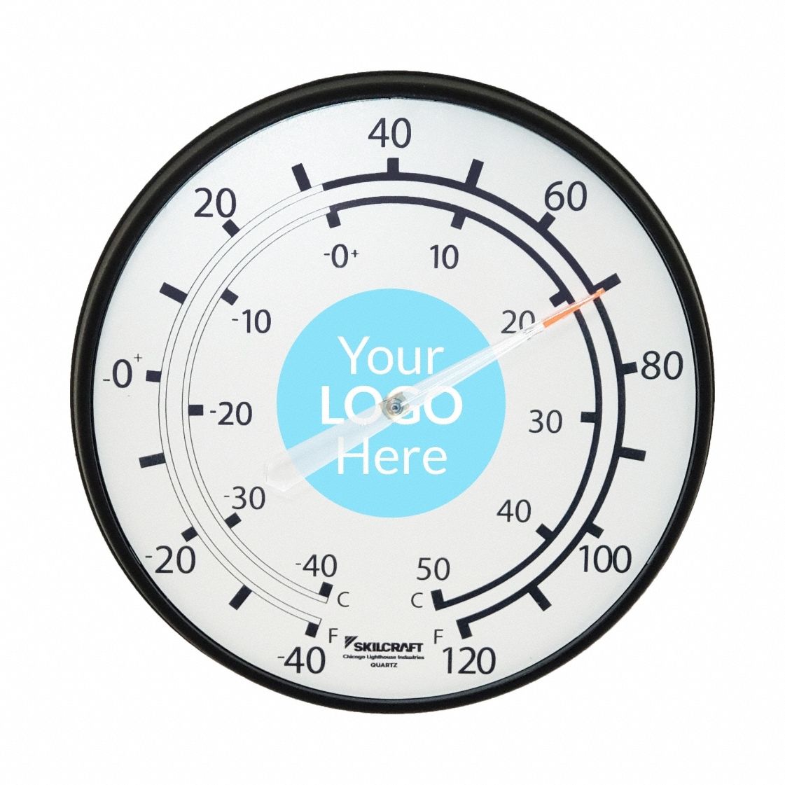 Wall Thermometer, F/C, BLK, 12.75