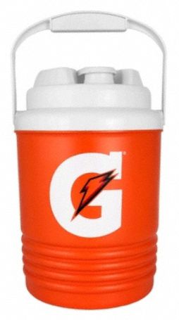 Drink Jug: 1 gal Capacity, Orange, Plastic, BPA-Free, 9 in Overall Ht, Jug