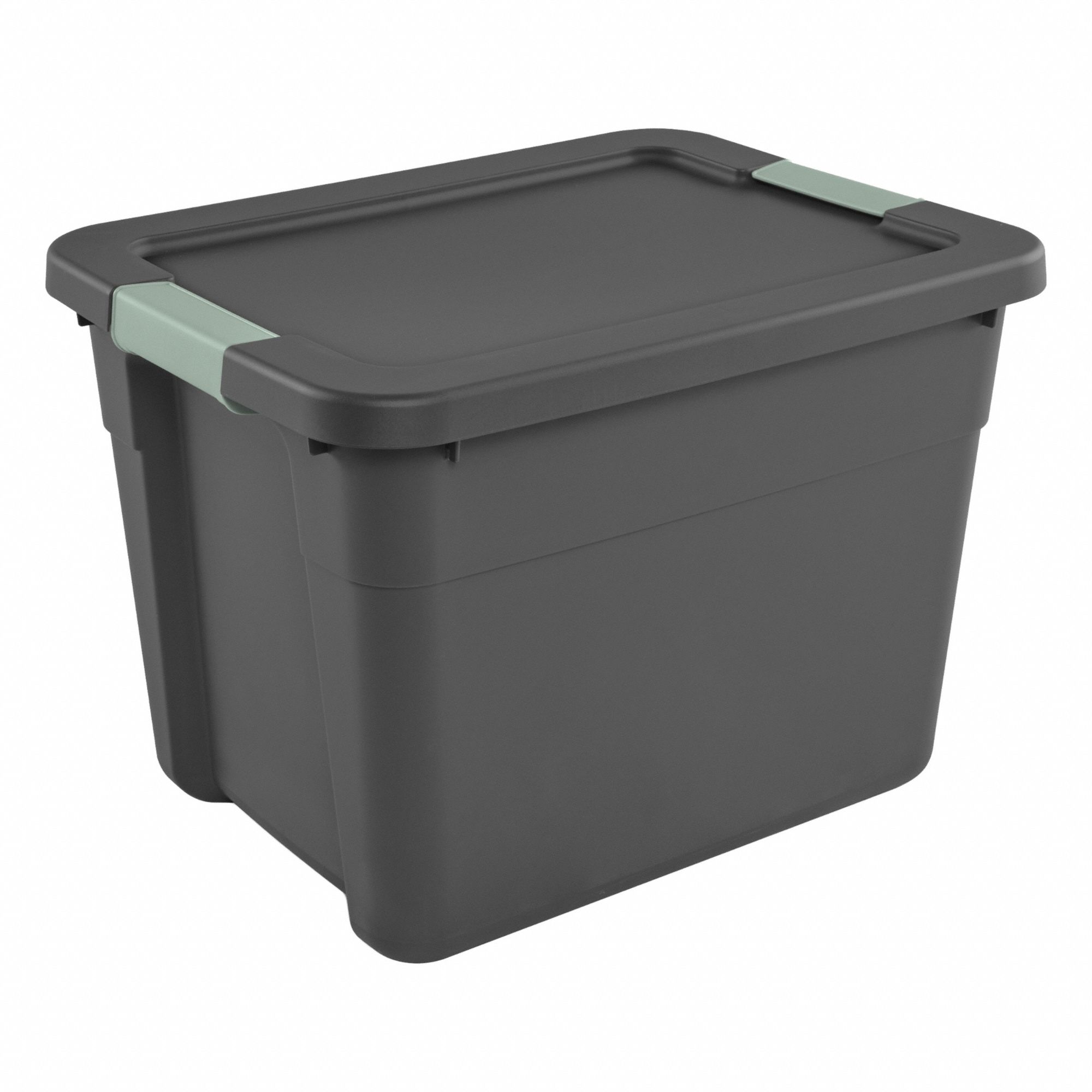 Latch Tote: 12 gal, 19 1/2 in x 15 3/8 in x 13 7/8 in, Black Body, 10 to 20 gal, Black